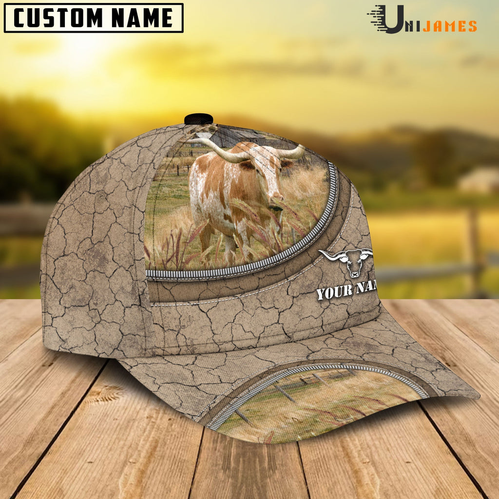 Texas Longhorn Happiness Farming Life Customized Name Cap