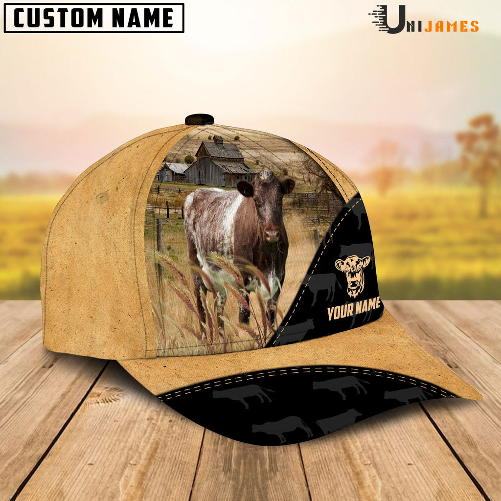 Shorthorn Cattle Black & Yellow Personalized Name Cap