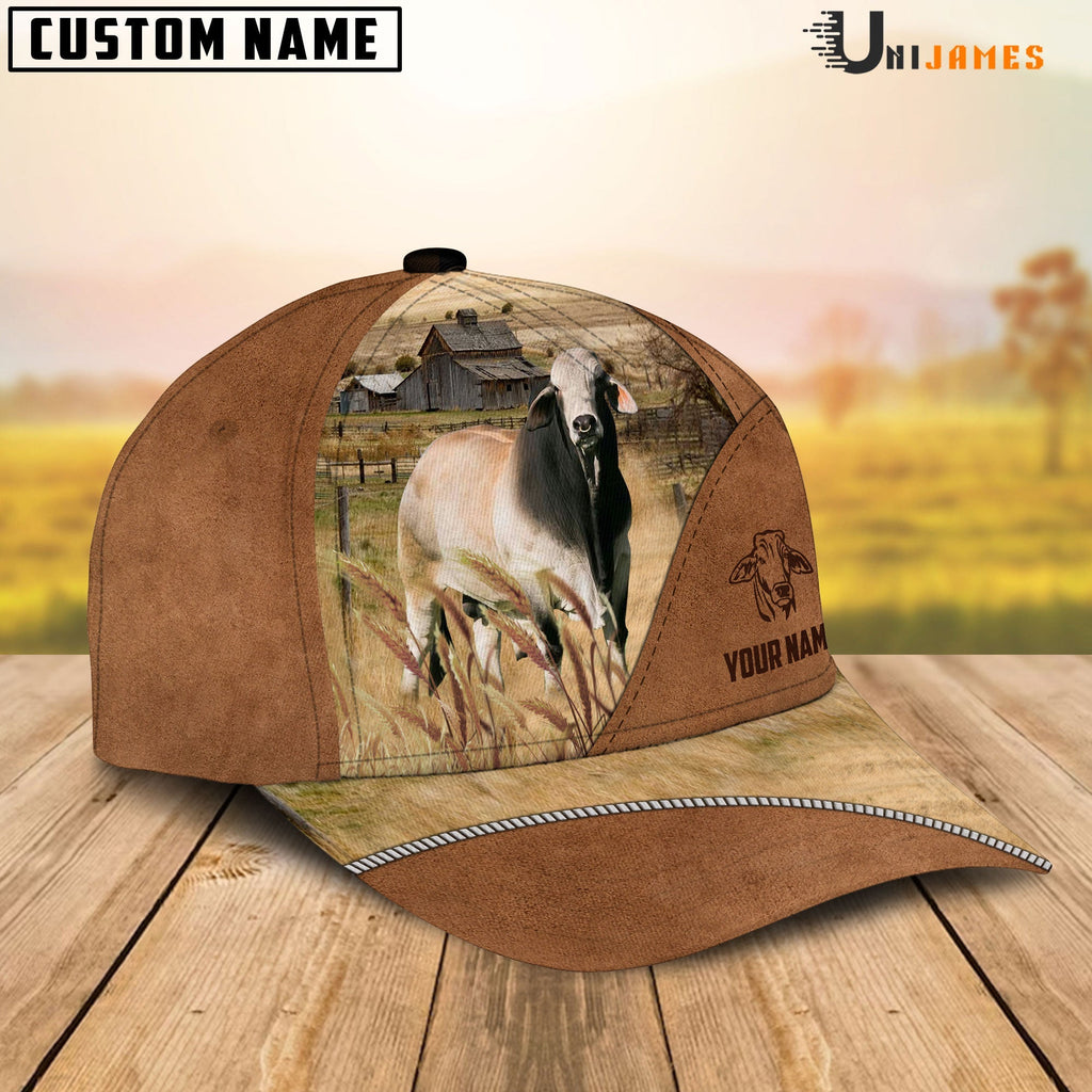 Brahman Cattle Personalized Name Brown Farm Cap
