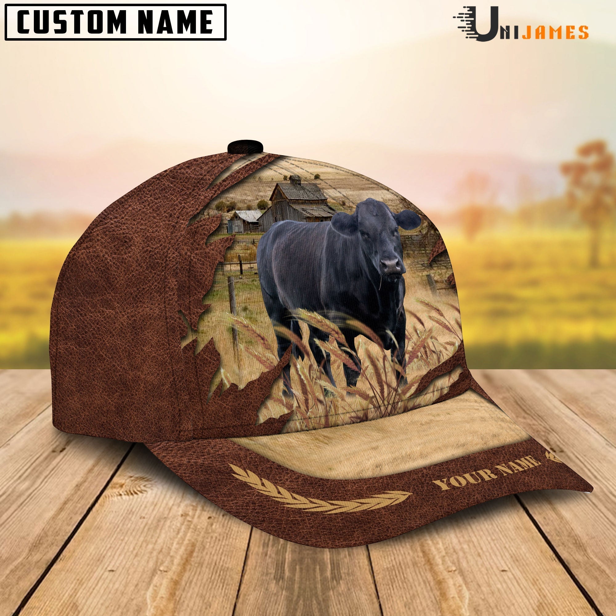 Black Angus Meadow Life Customizes Name Cap