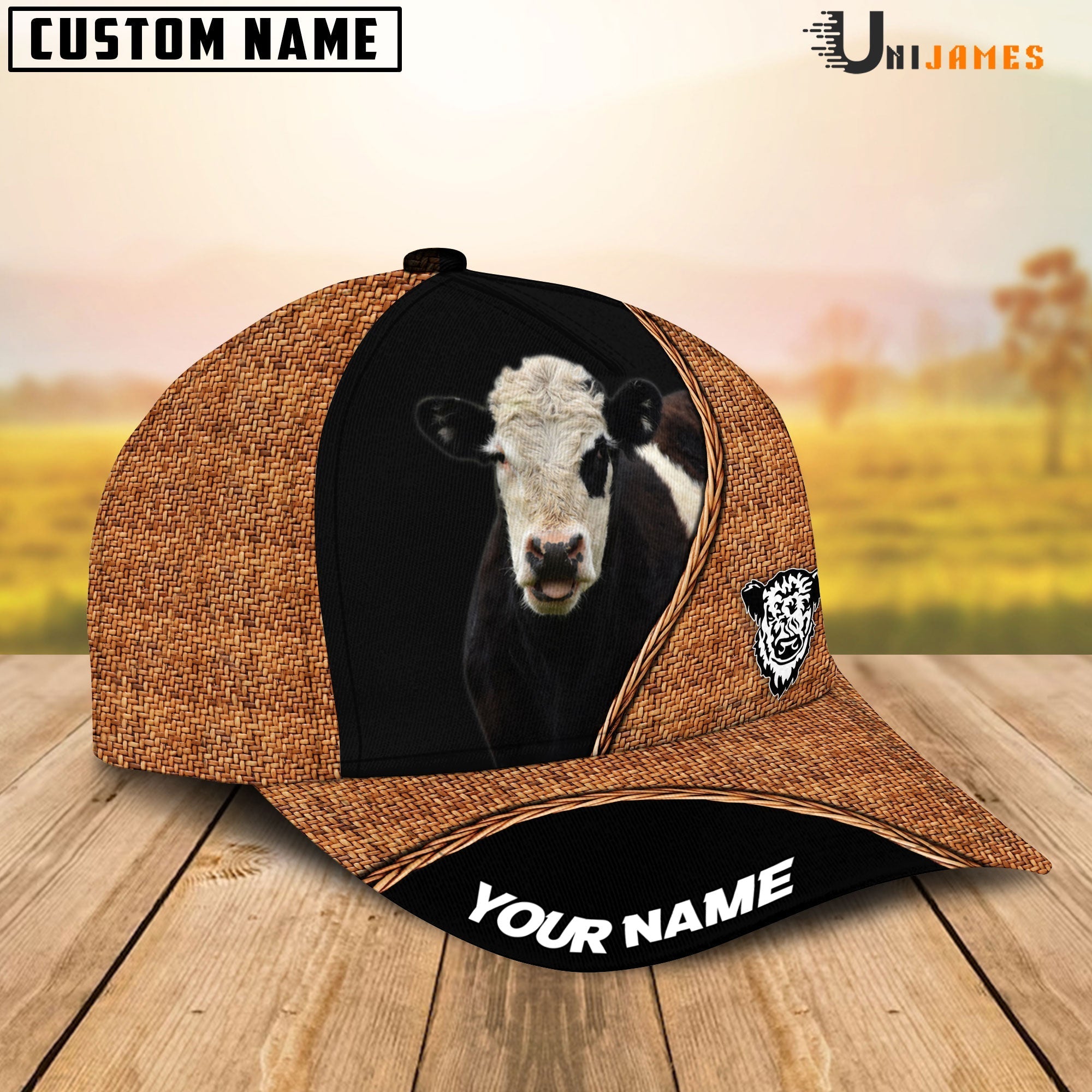 Belted Galloway Rattan Pattern Customized Name Cap