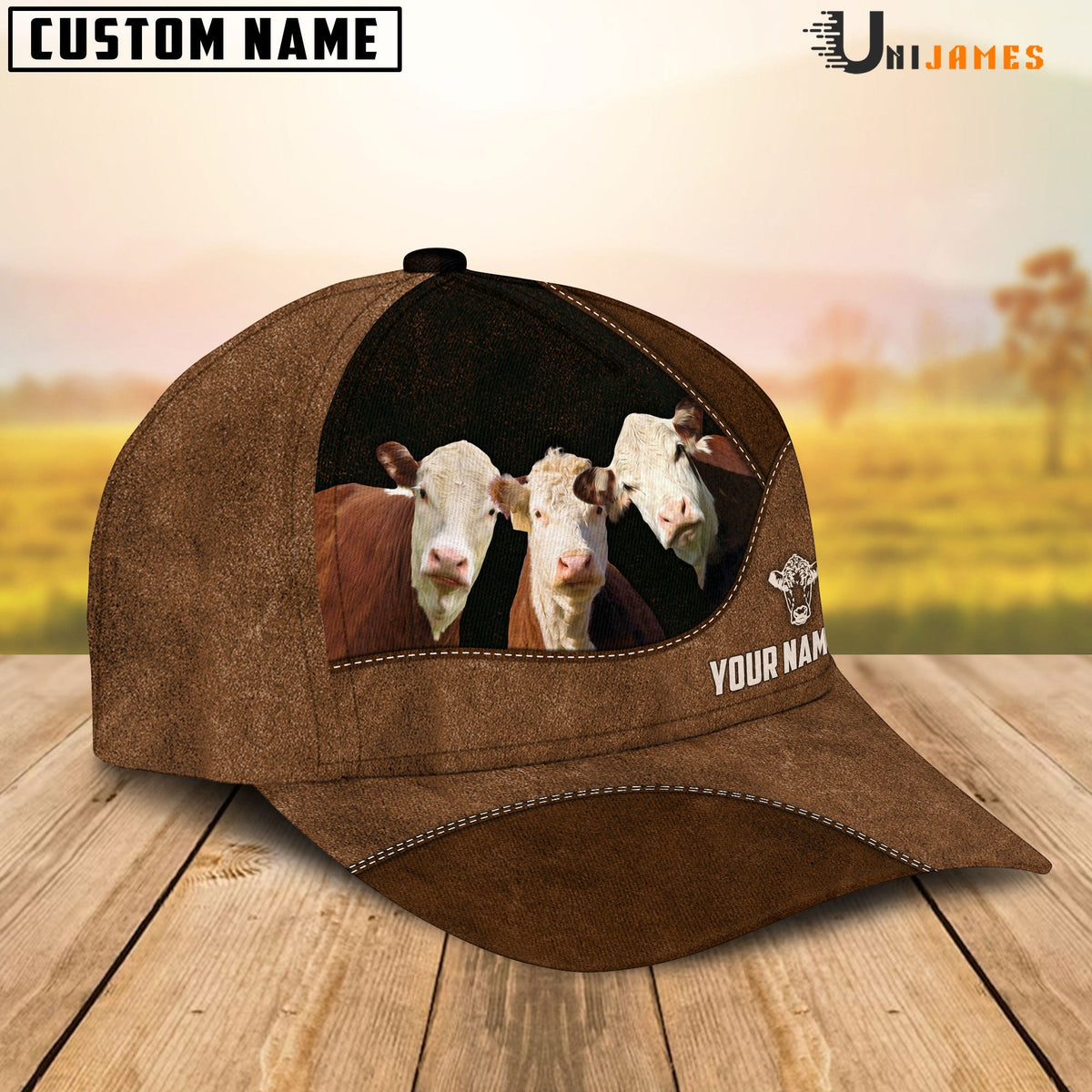 Hereford Happiness Farming Life Customized Name Cap