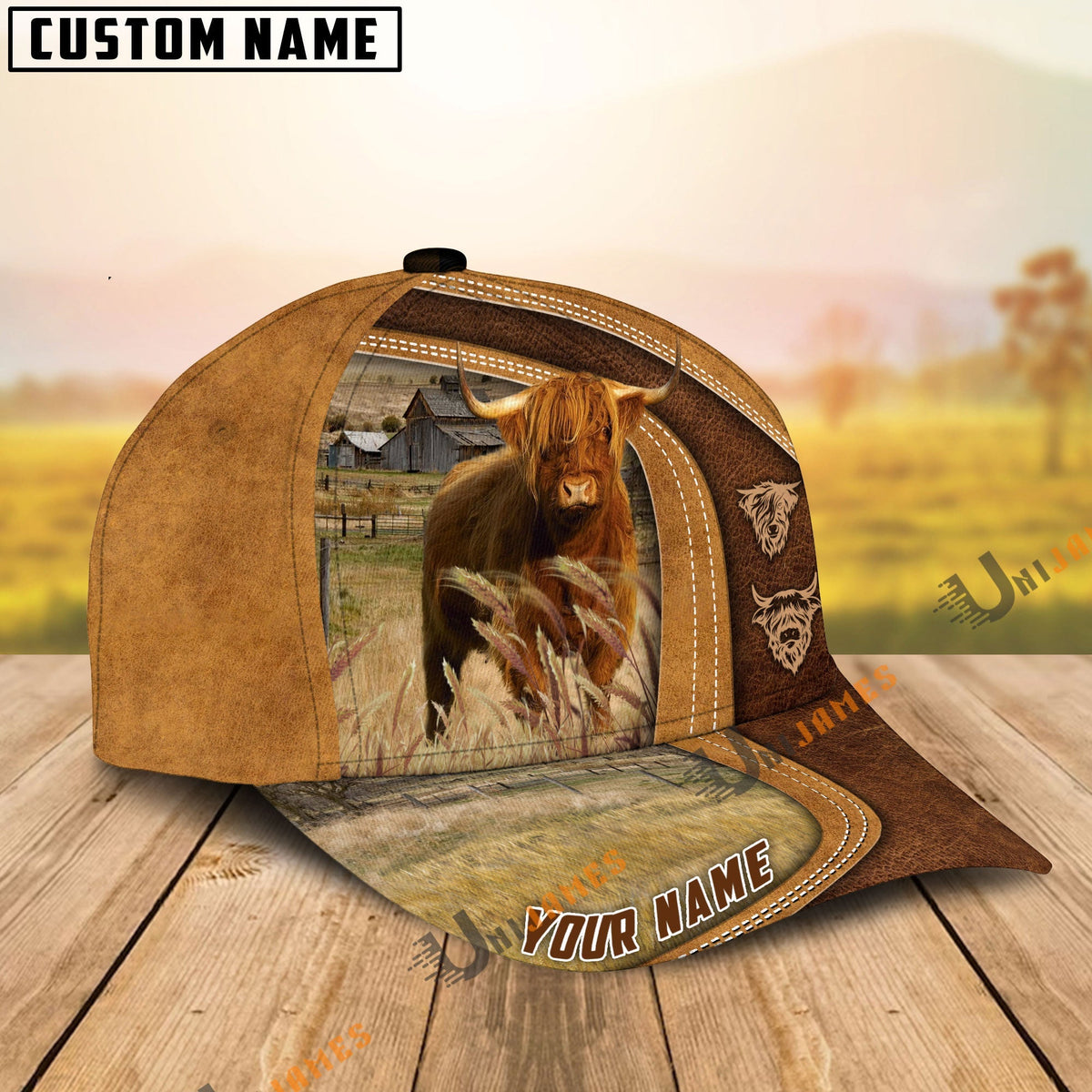 Highland Ranch Lift Leather Pattern Customized Name Cap