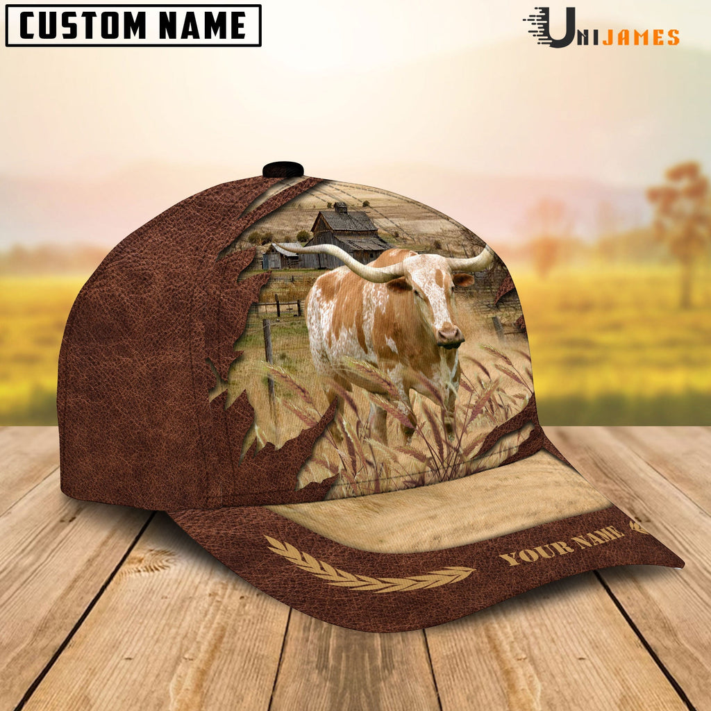 Texas Longhorn Meadow Life Customizes Name Cap