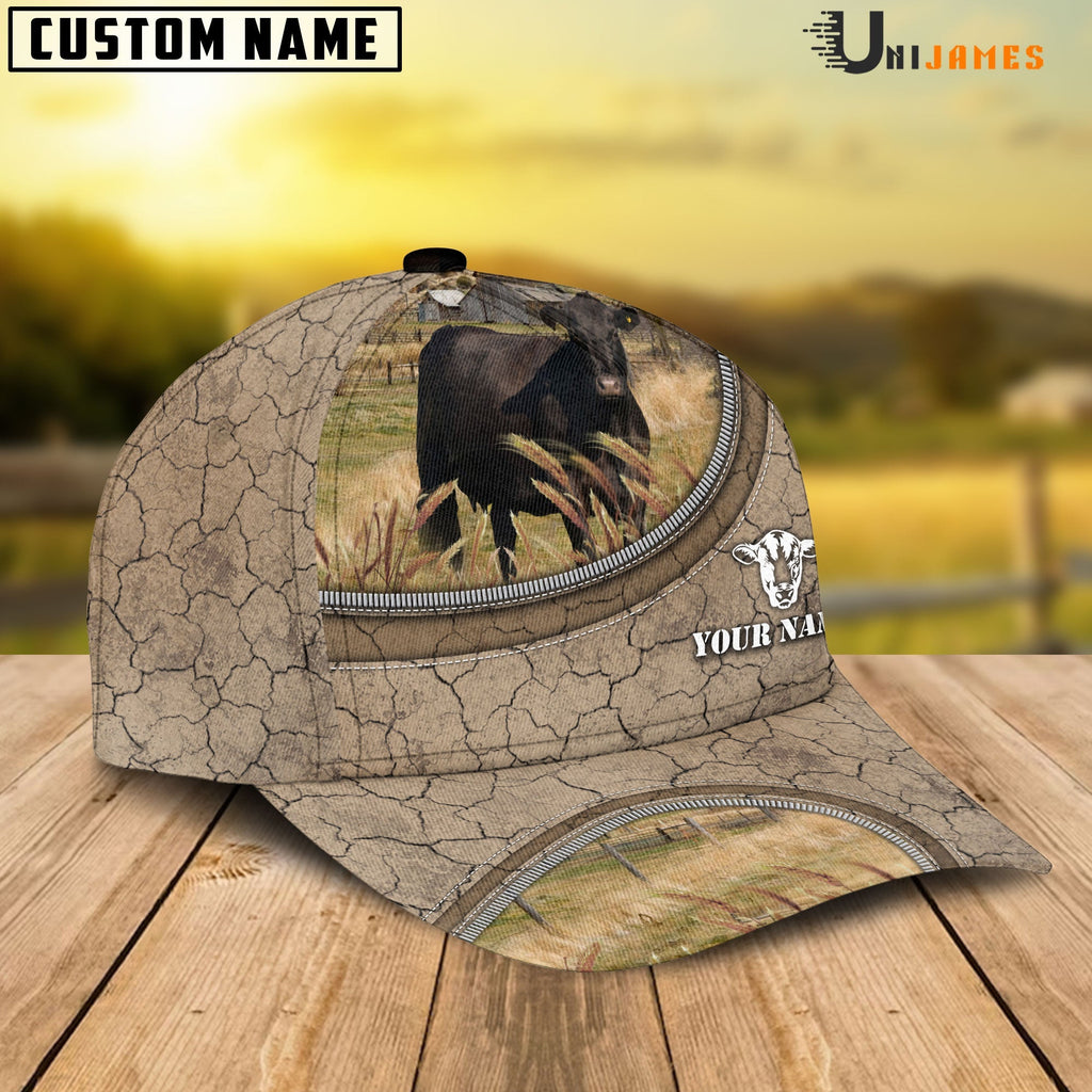 Black Angus Happiness Farming Life Customized Name Cap