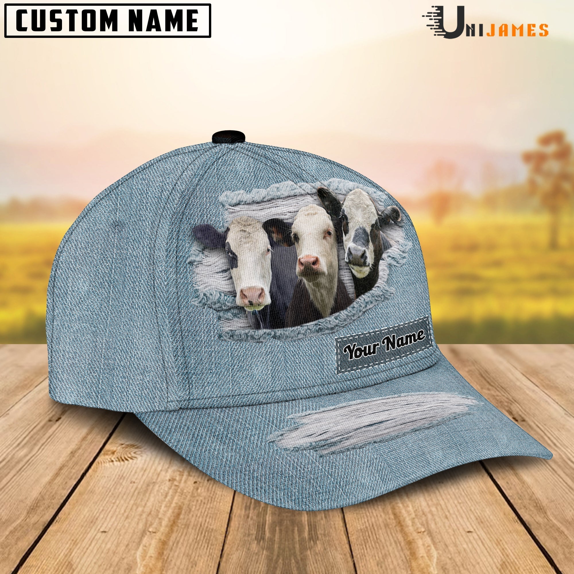 Black Baldy Jeans Style Pattern Customized Name Cap