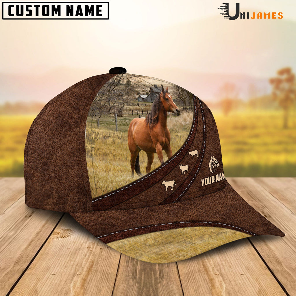 Horse Amazing Farm Leather Pattern Customized Name Cap