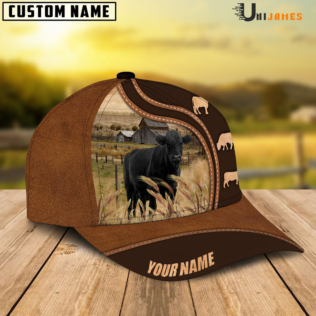 Black Angus Farming Life Customized Name Cap