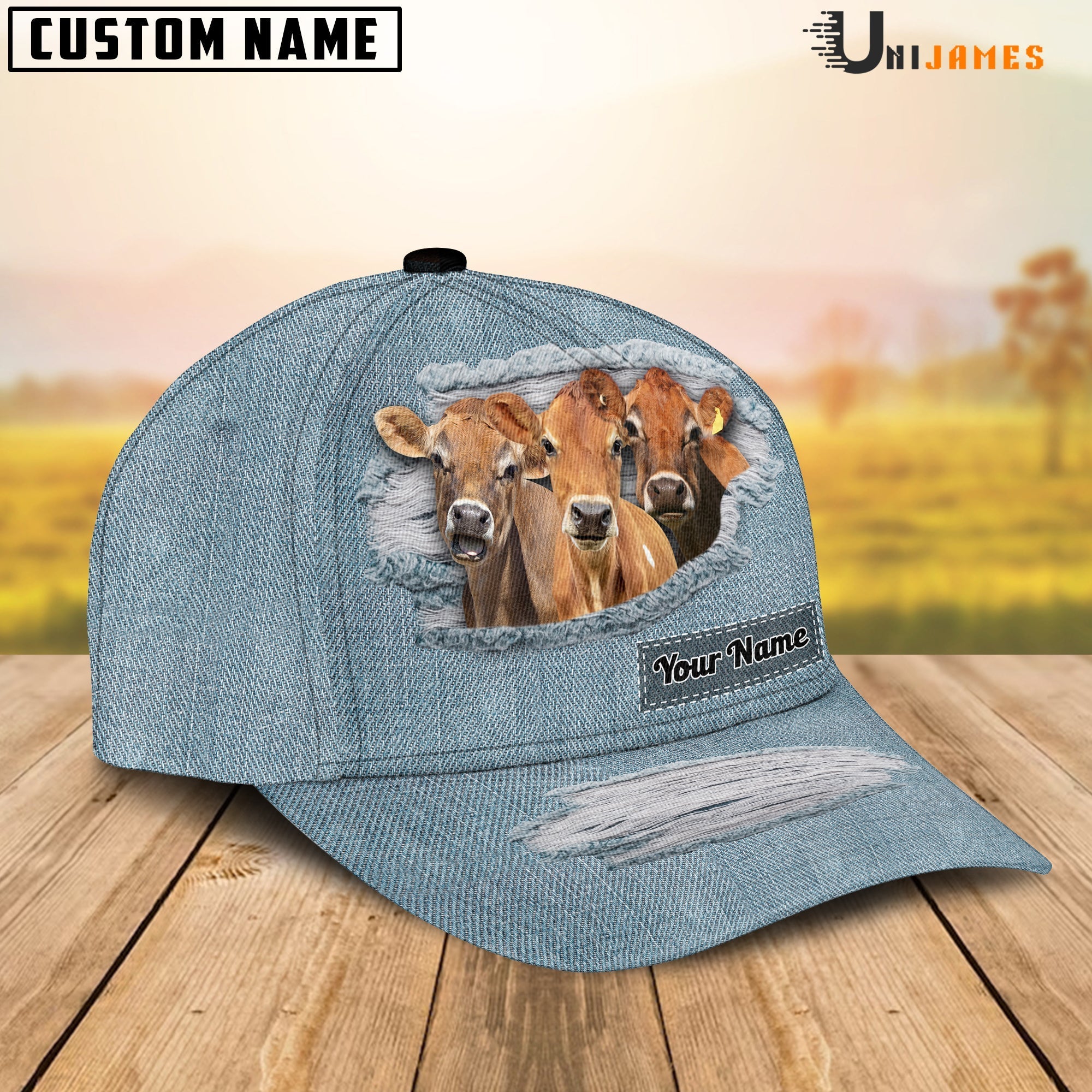 Jersey Jeans Style Pattern Customized Name Cap