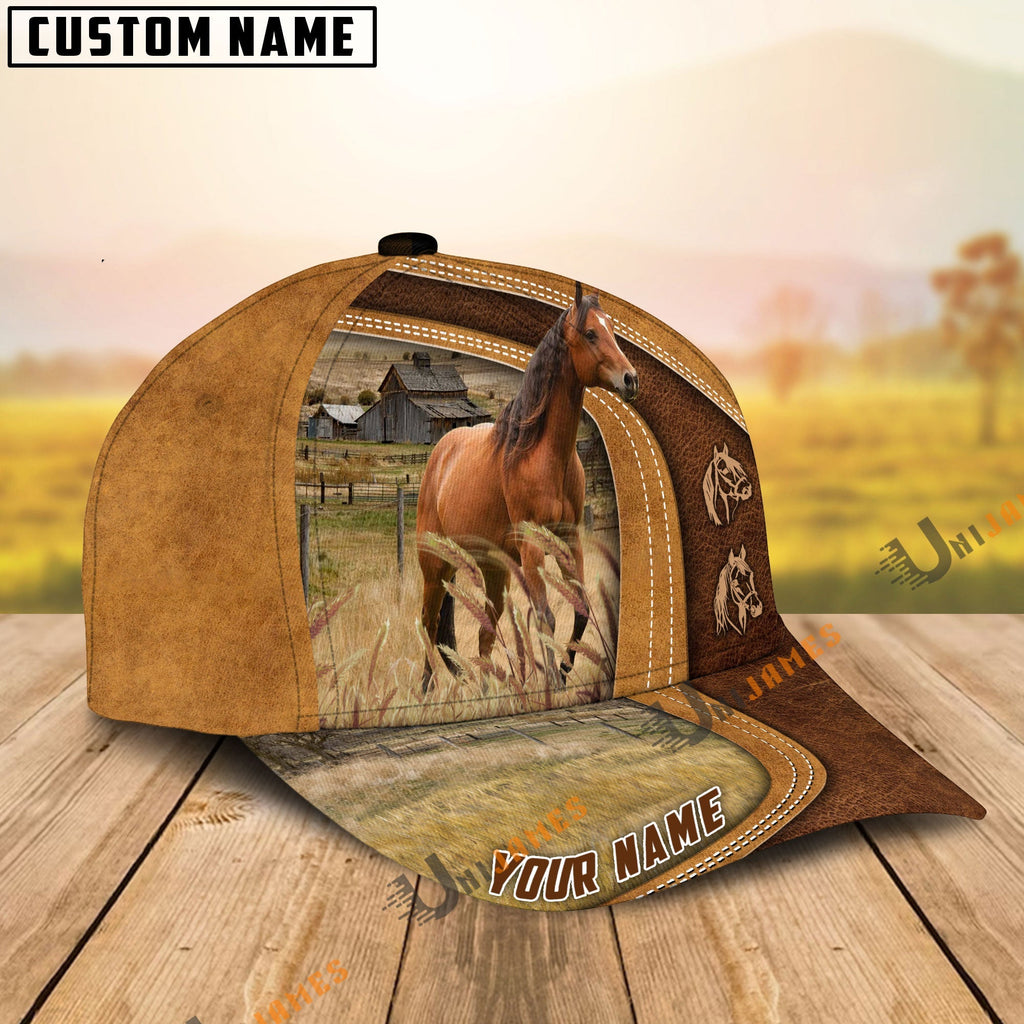Horse Ranch Lift Leather Pattern Customized Name Cap