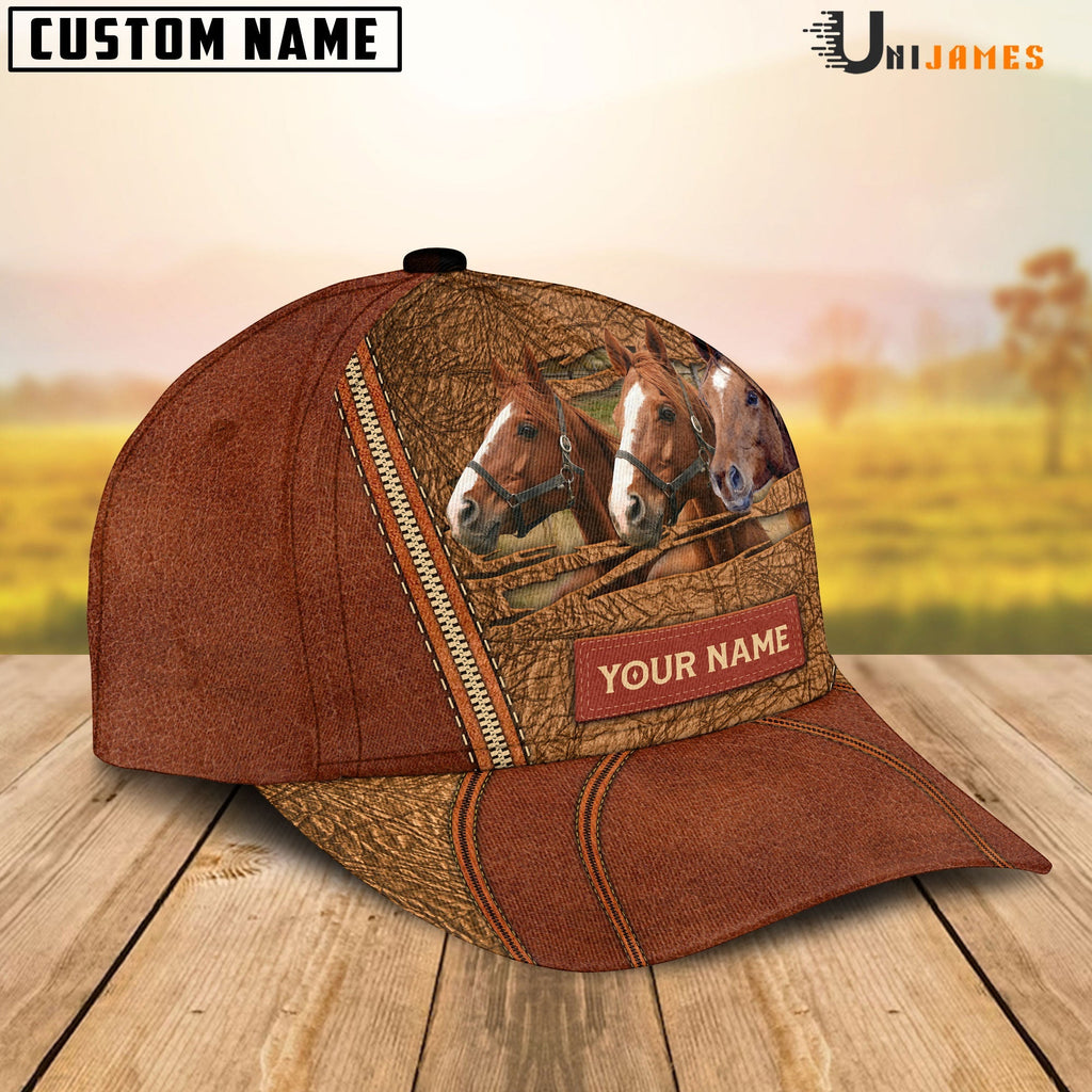 Brown Horse Happy Face Cattle Customized Name Cap
