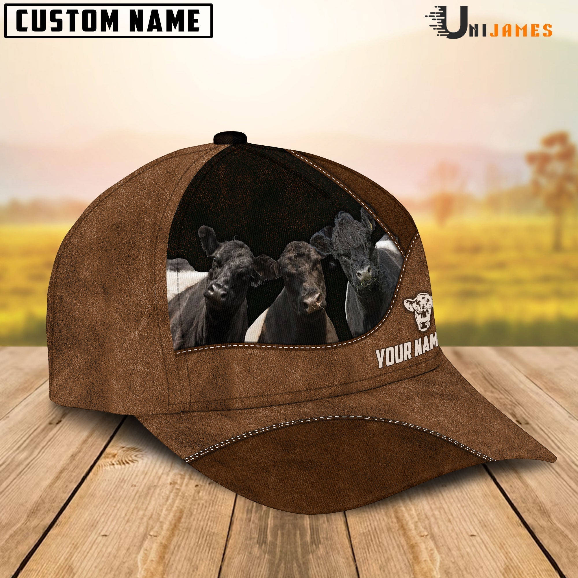 Belted Galloway Happiness Farming Life Customized Name Cap