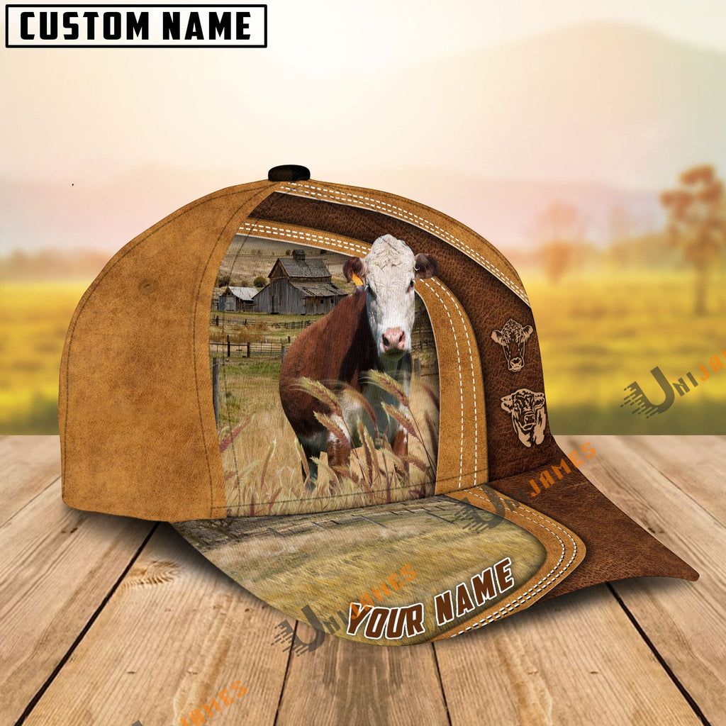 Hereford Ranch Lift Leather Pattern Customized Name Cap