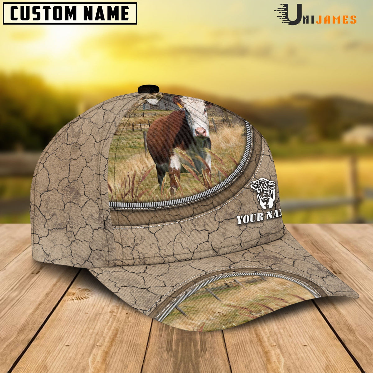 Hereford Happiness Farming Life Customized Name Cap