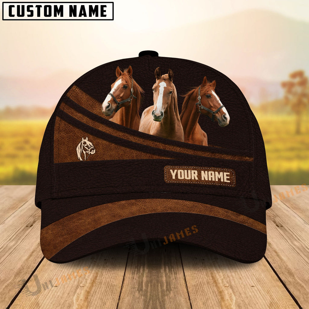 Horse Farm Leather Pattern Customized Name Cap