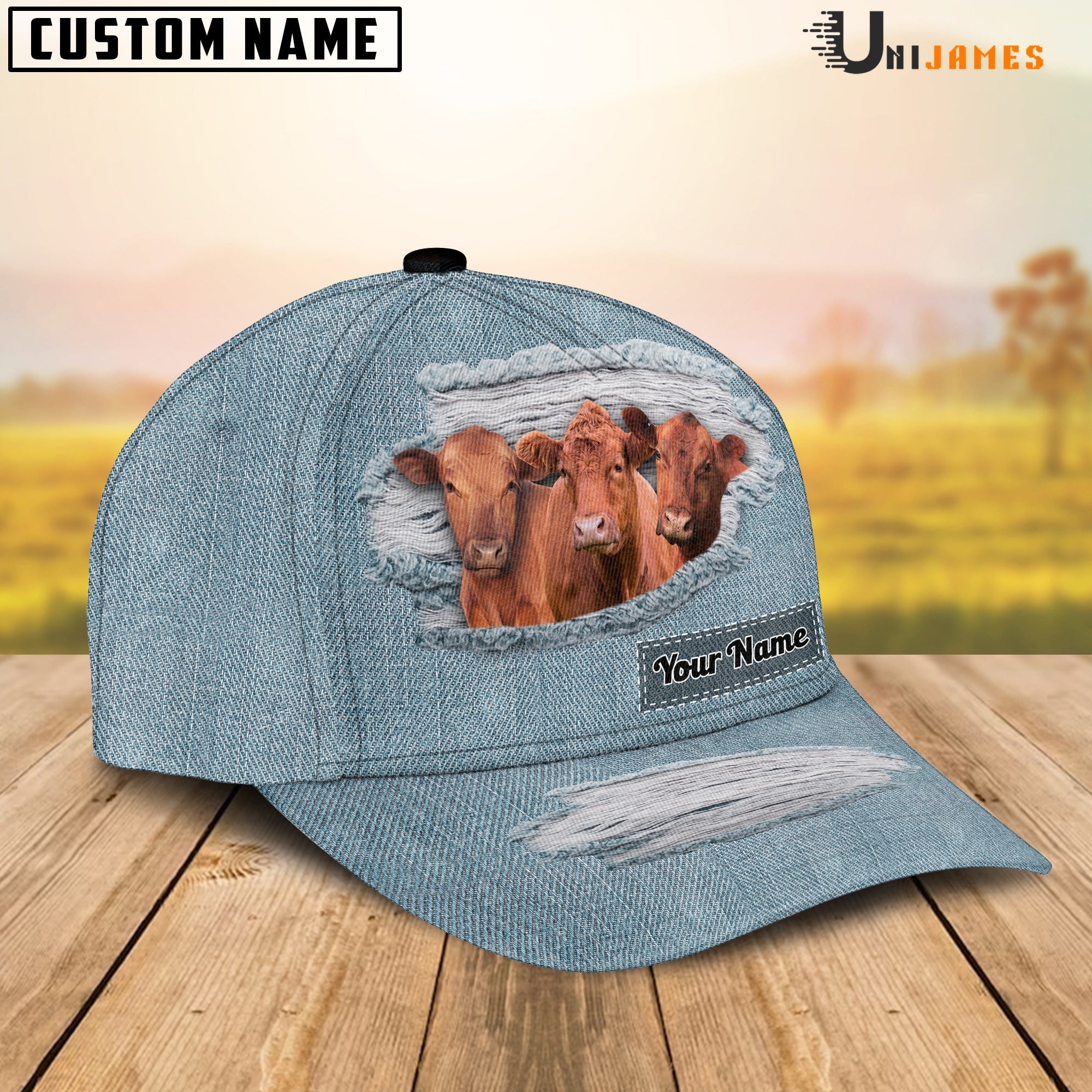 Red Angus Jeans Style Pattern Customized Name Cap