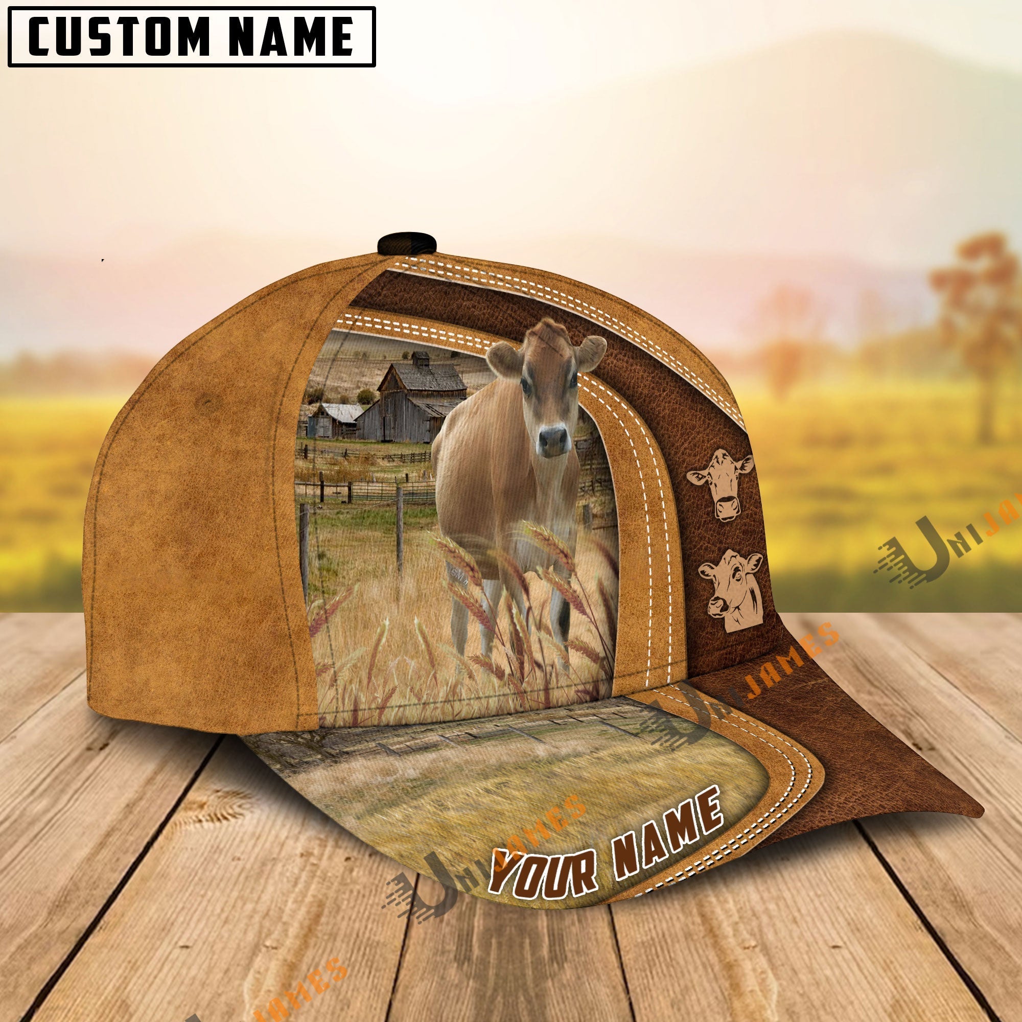 Jersey Ranch Lift Leather Pattern Customized Name Cap