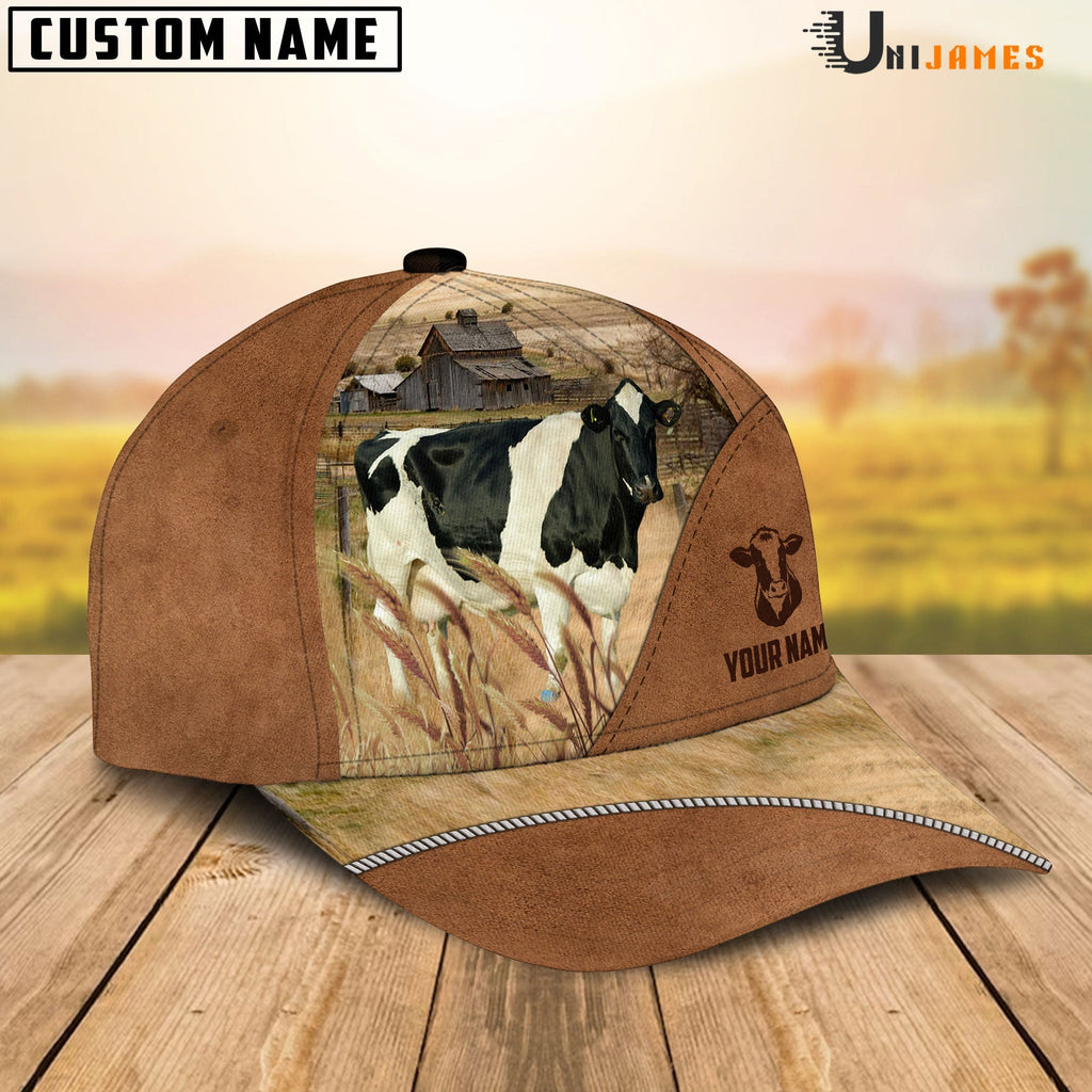 Holstein Cattle Personalized Name Brown Farm Cap