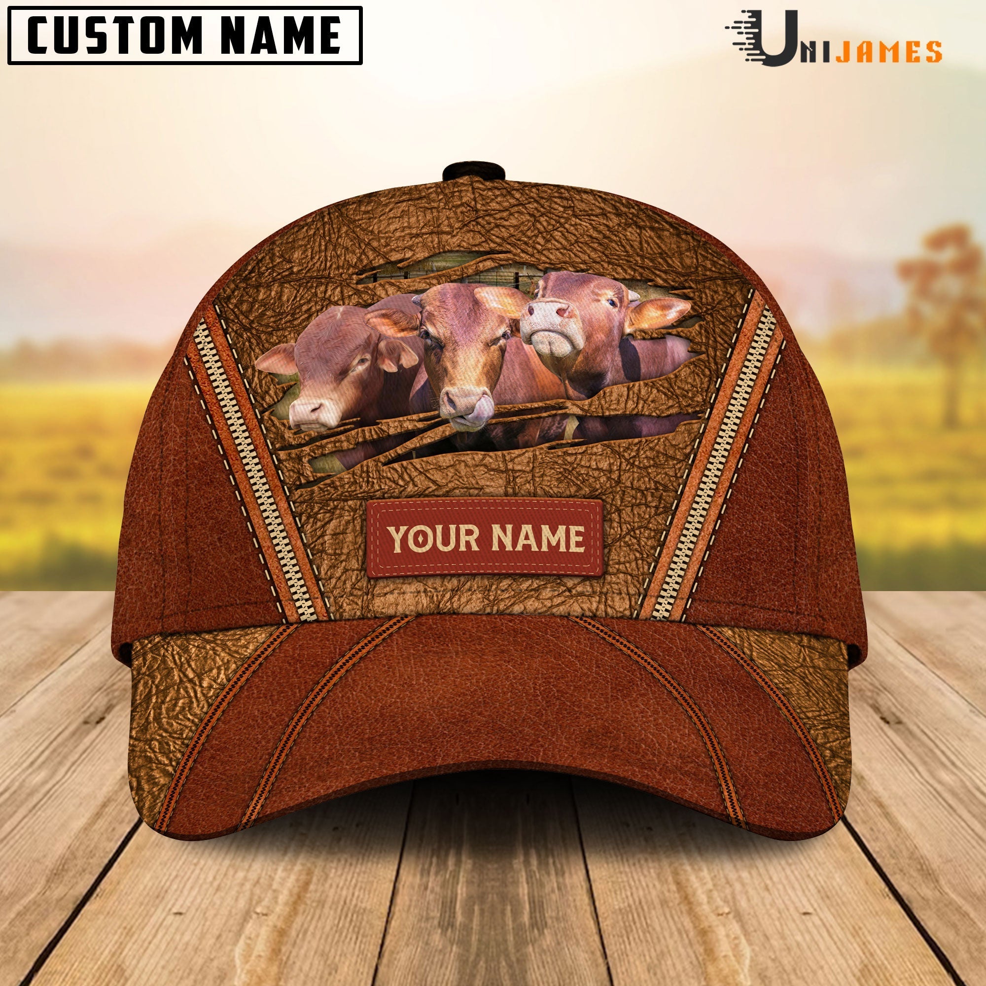 Beefmaster Happy Face Cattle Customized Name Cap