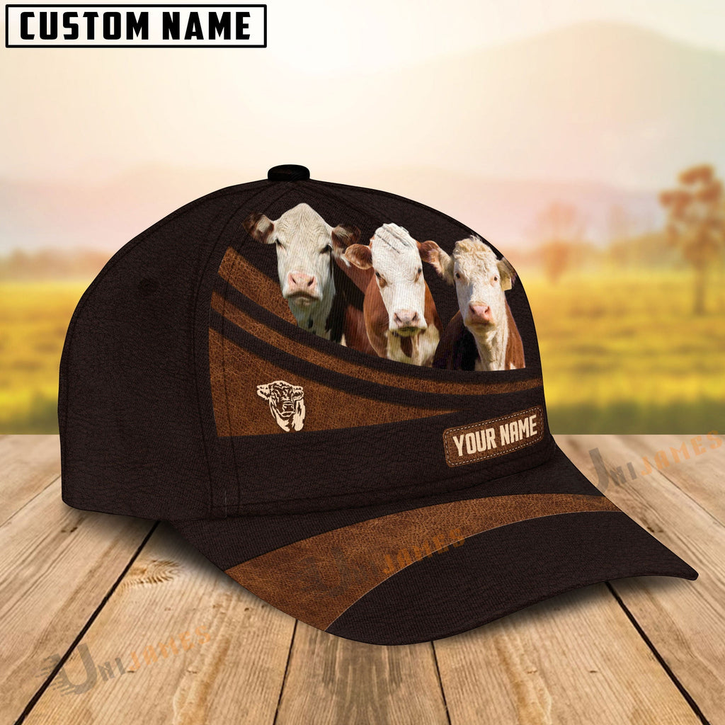 Hereford Farm Leather Pattern Customized Name Cap