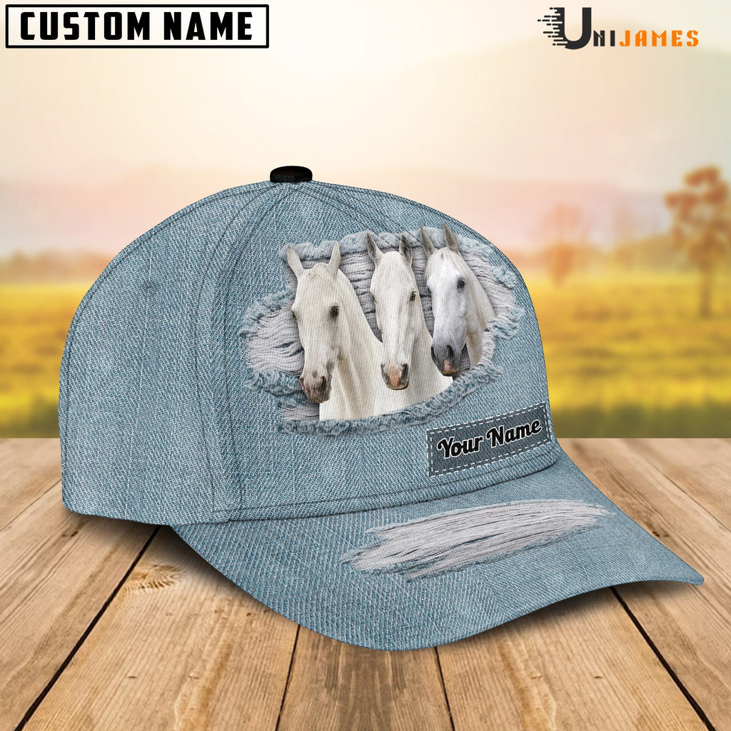 White Horse Jeans Style Pattern Customized Name Cap
