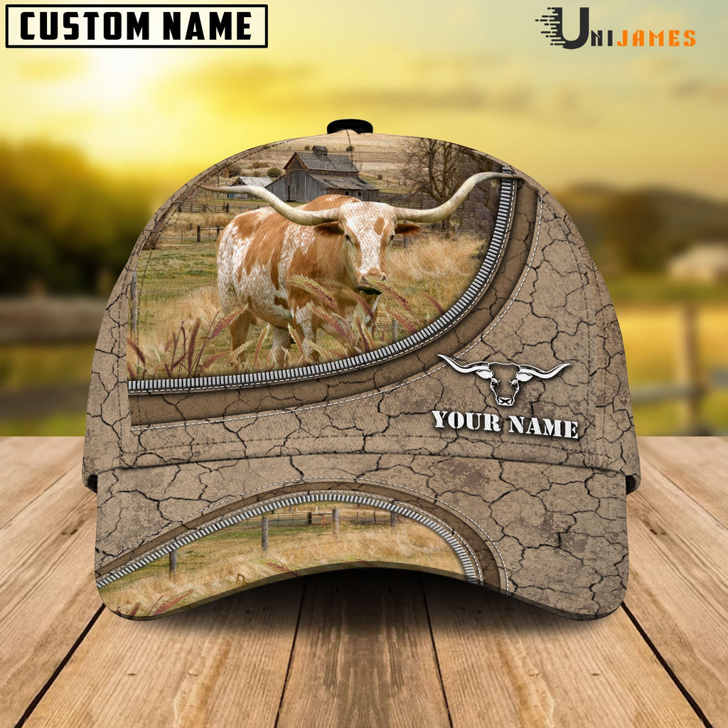 Texas Longhorn Happiness Farming Life Customized Name Cap