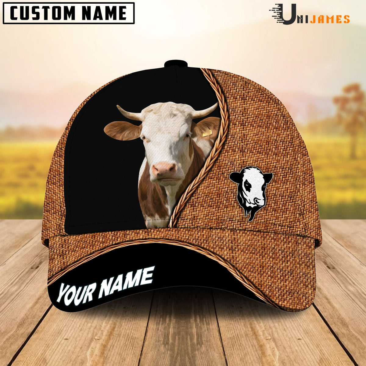 Simmental Rattan Pattern Customized Name Cap