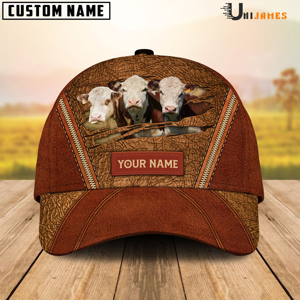 Hereford Happy Face Cattle Customized Name Cap