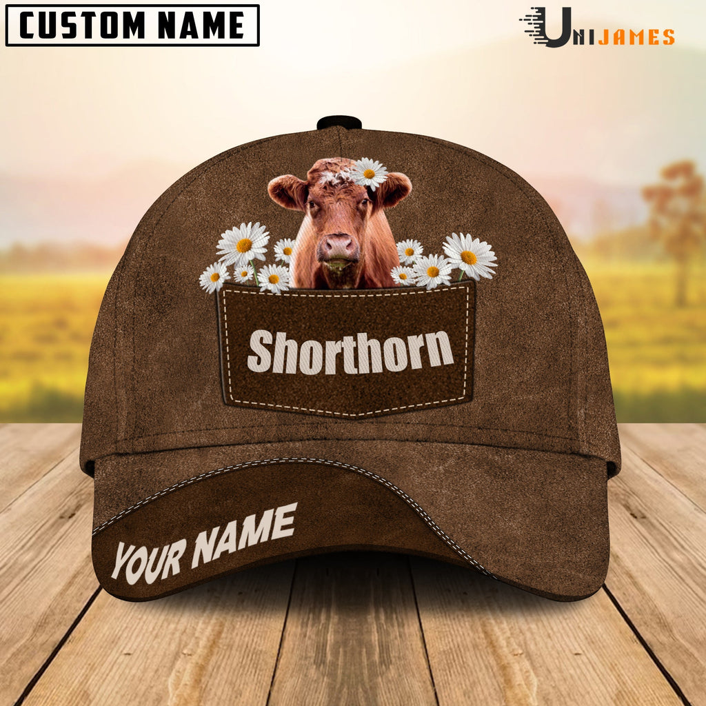 Shorthorn Daisy Flowers Brown Customized Name Cap