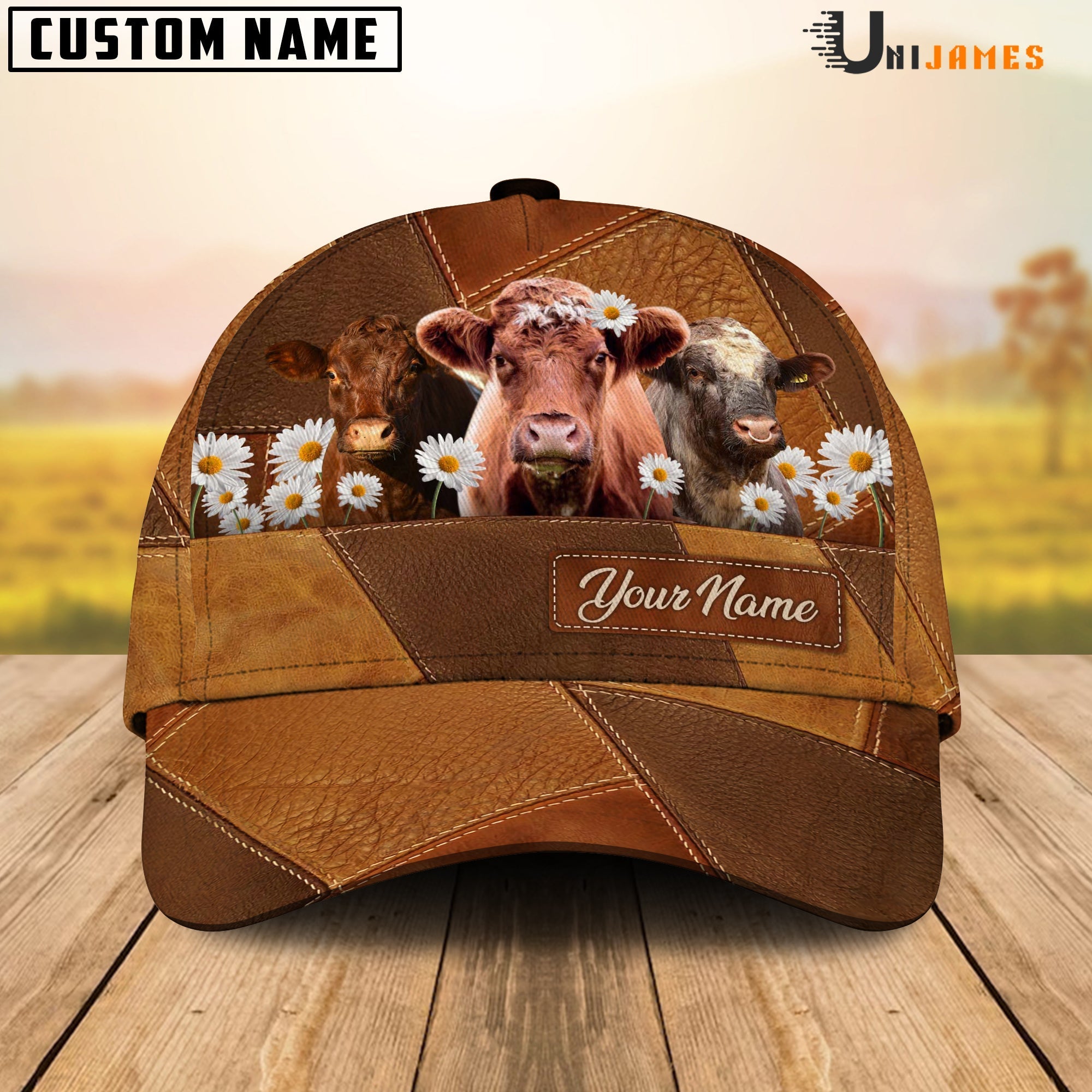 Shorthorn Daisy Flowers Customized Name Cap