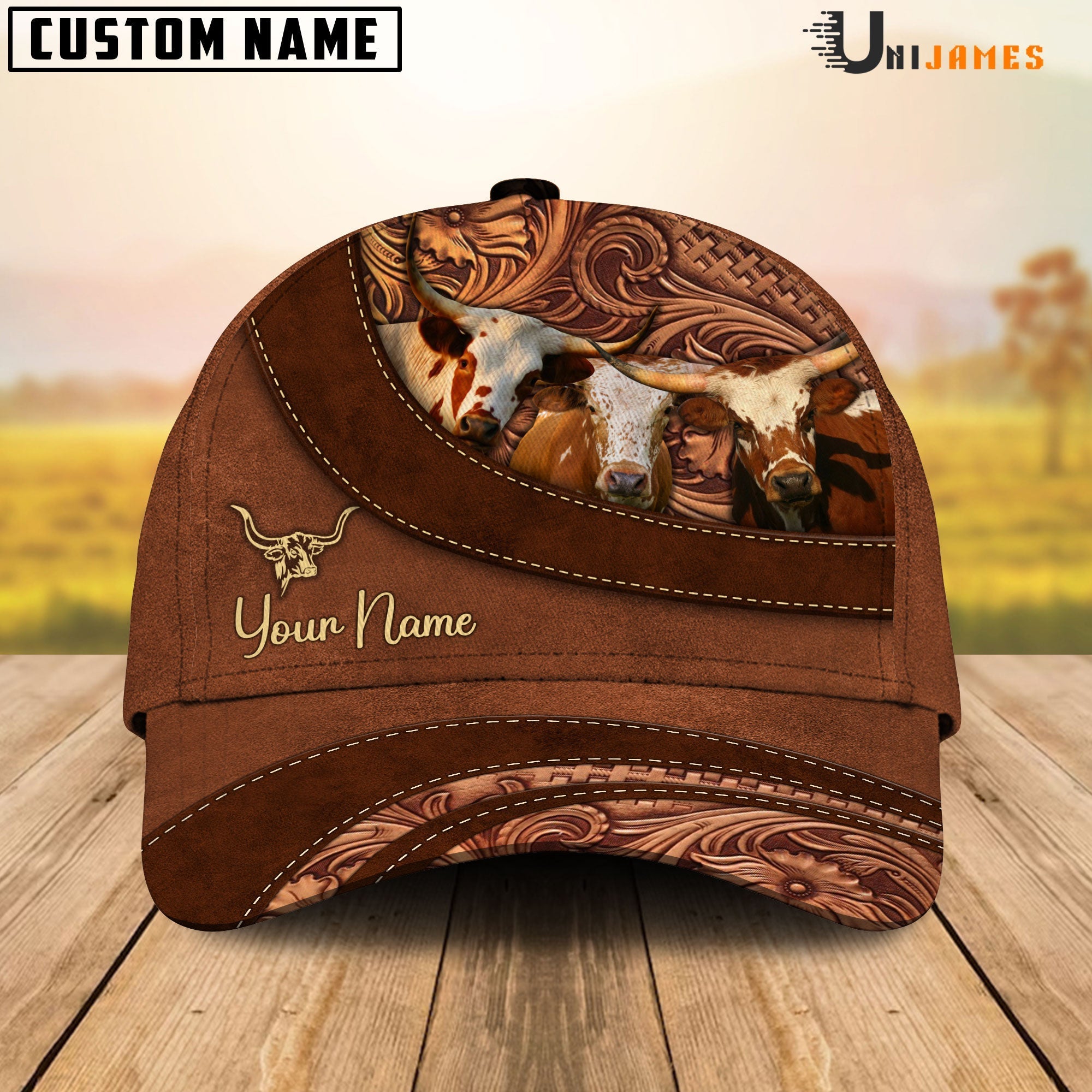 Texas Longhorn Farming Life Customized Name Cap