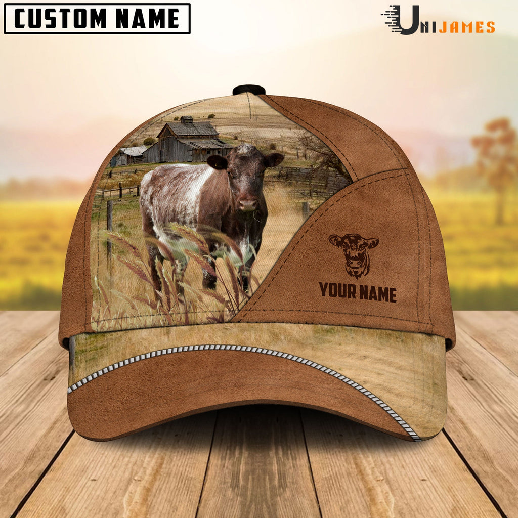 Shorthorn Cattle Personalized Name Brown Farm Cap