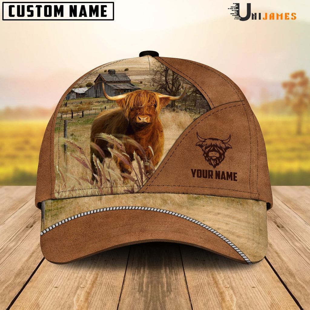 Highland Cattle Personalized Name Brown Farm Cap
