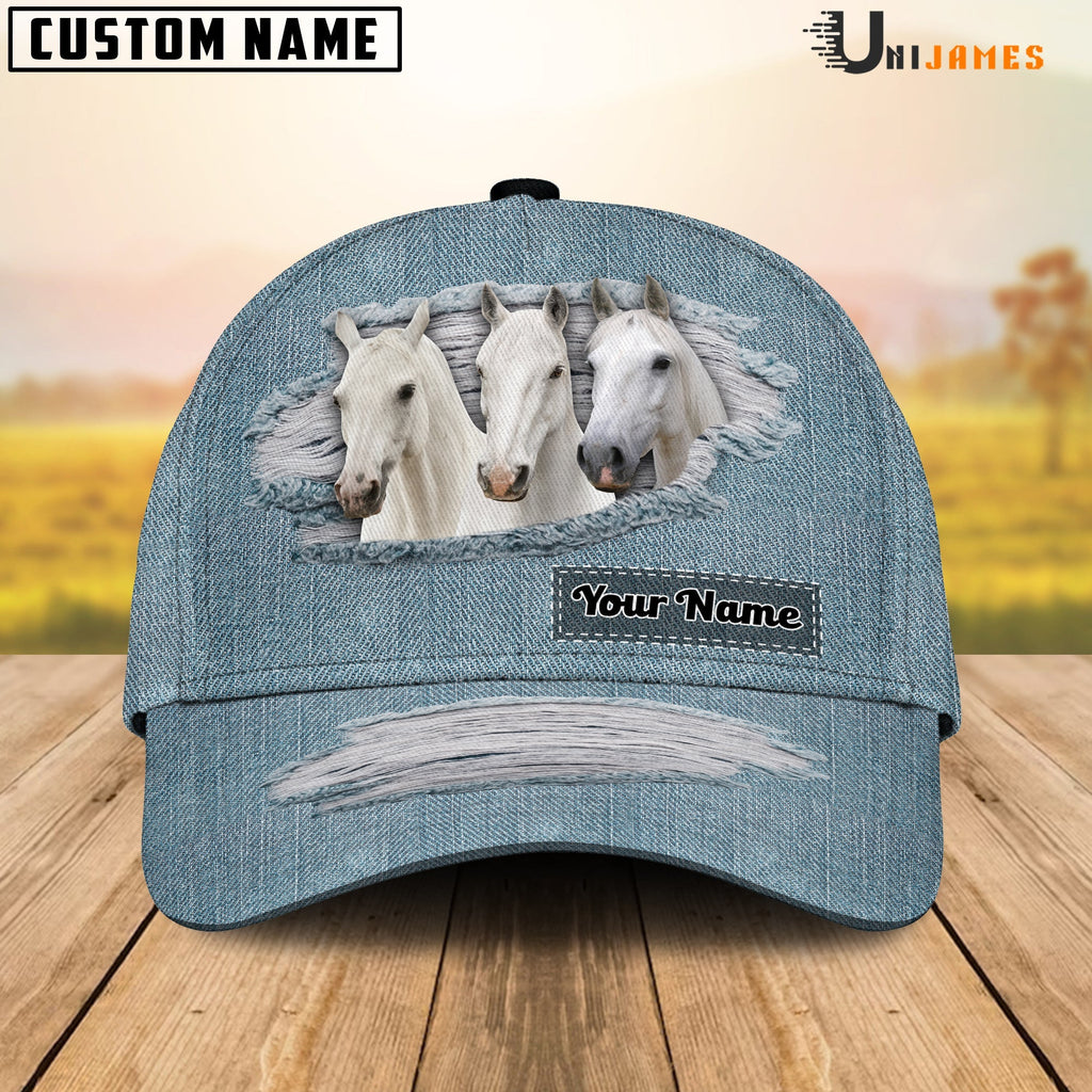 White Horse Jeans Style Pattern Customized Name Cap