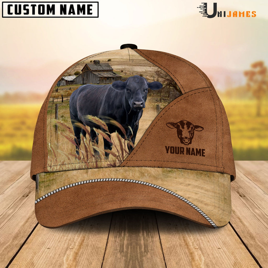 Black Angus Cattle Personalized Name Brown Farm Cap
