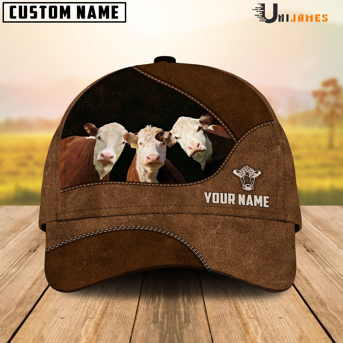 Hereford Happiness Farming Life Customized Name Cap