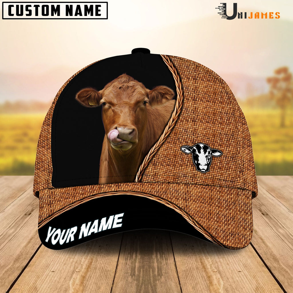 Red Angus Rattan Pattern Customized Name Cap