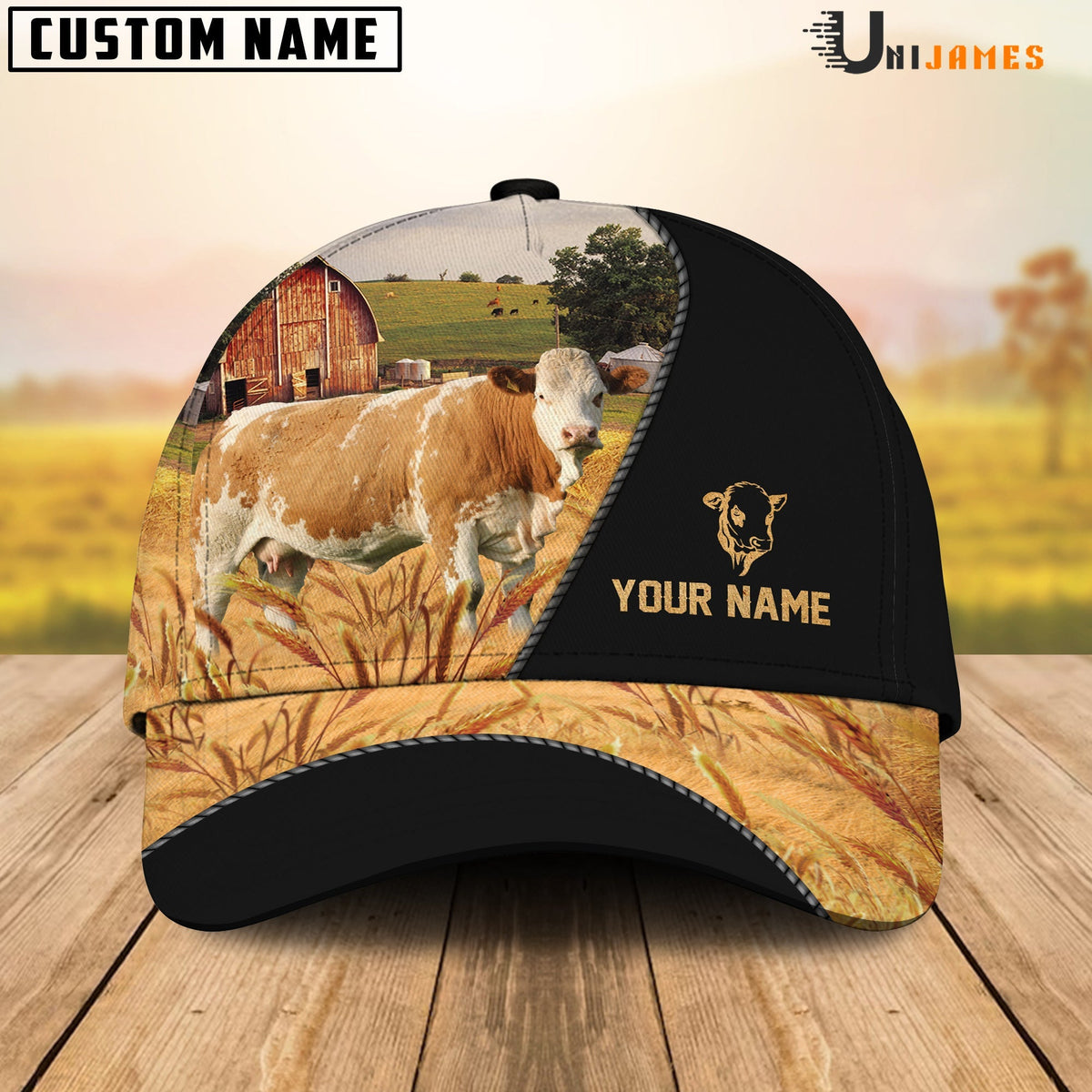 Simmental Barn Farm Black Customized Name Cap
