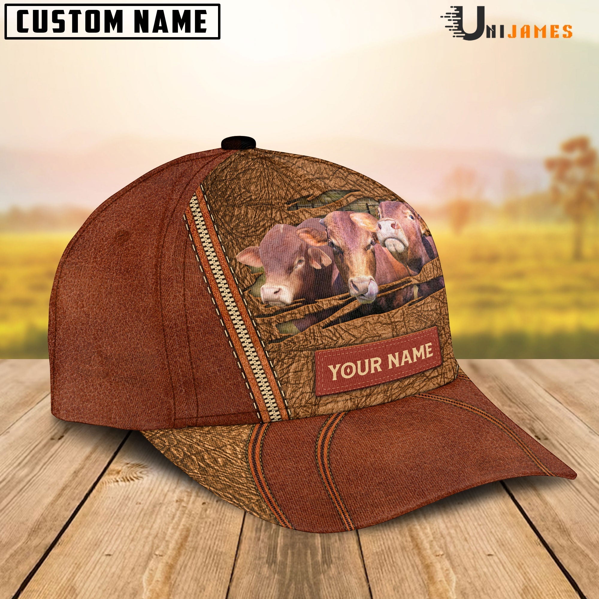 Beefmaster Happy Face Cattle Customized Name Cap