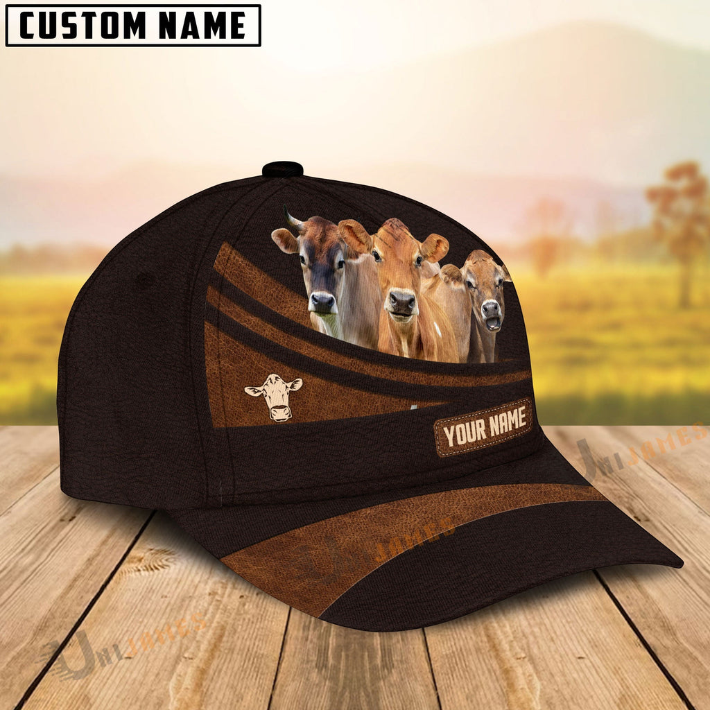 Jersey Farm Leather Pattern Customized Name Cap