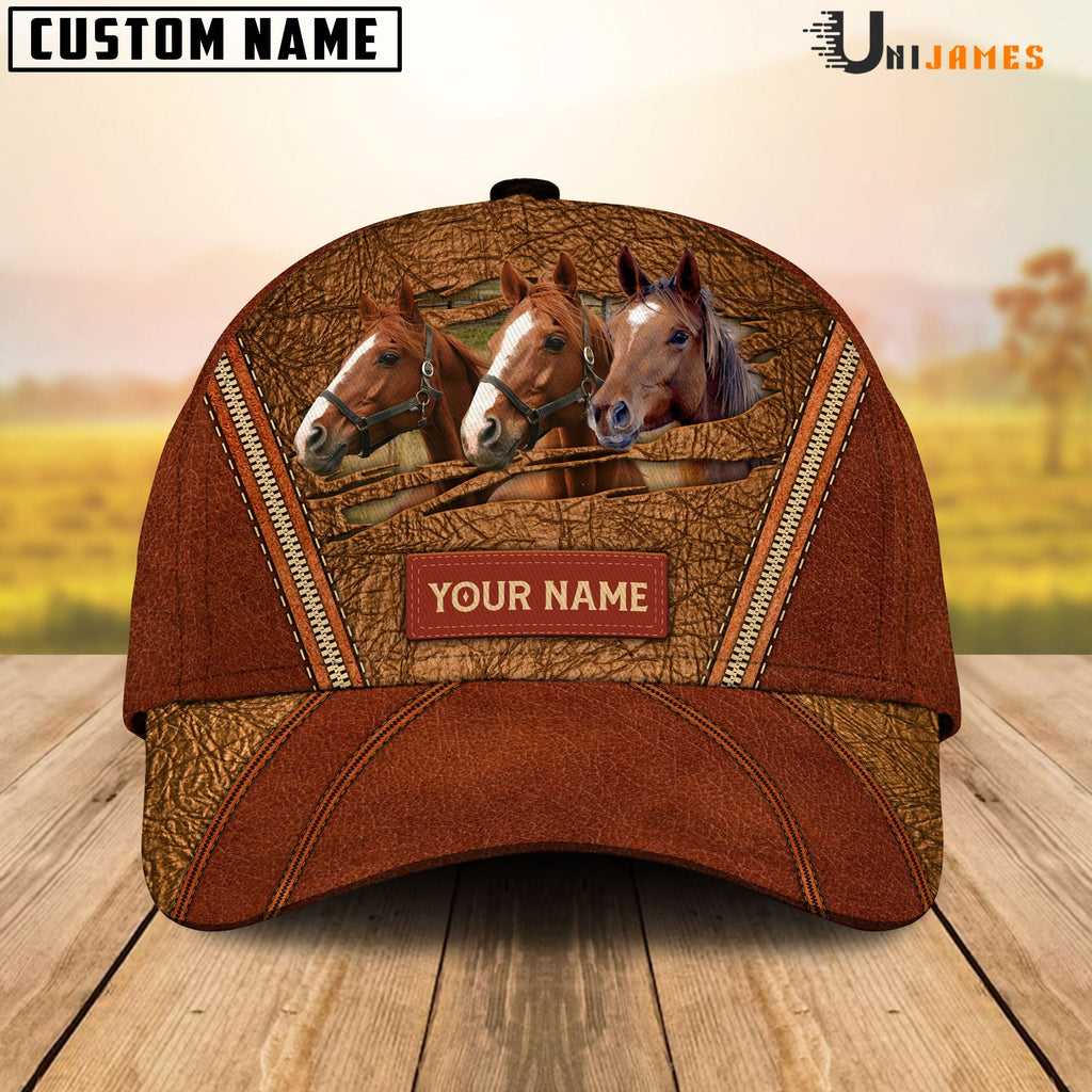 Brown Horse Happy Face Cattle Customized Name Cap