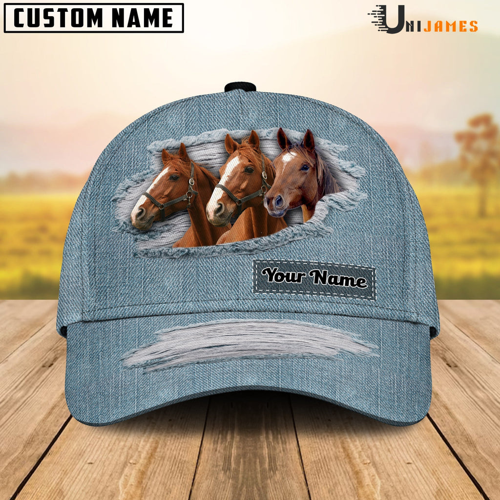 Brown Horse Jeans Style Pattern Customized Name Cap