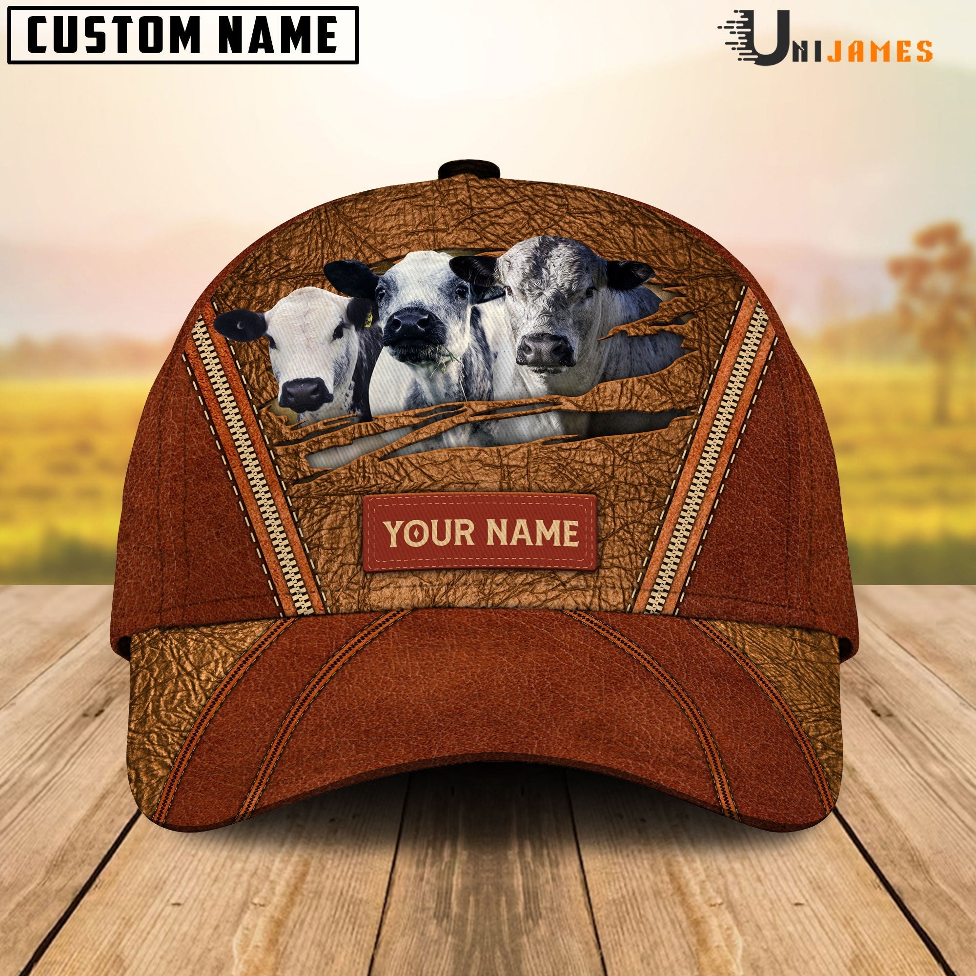 Speckle Park Happy Face Cattle Customized Name Cap