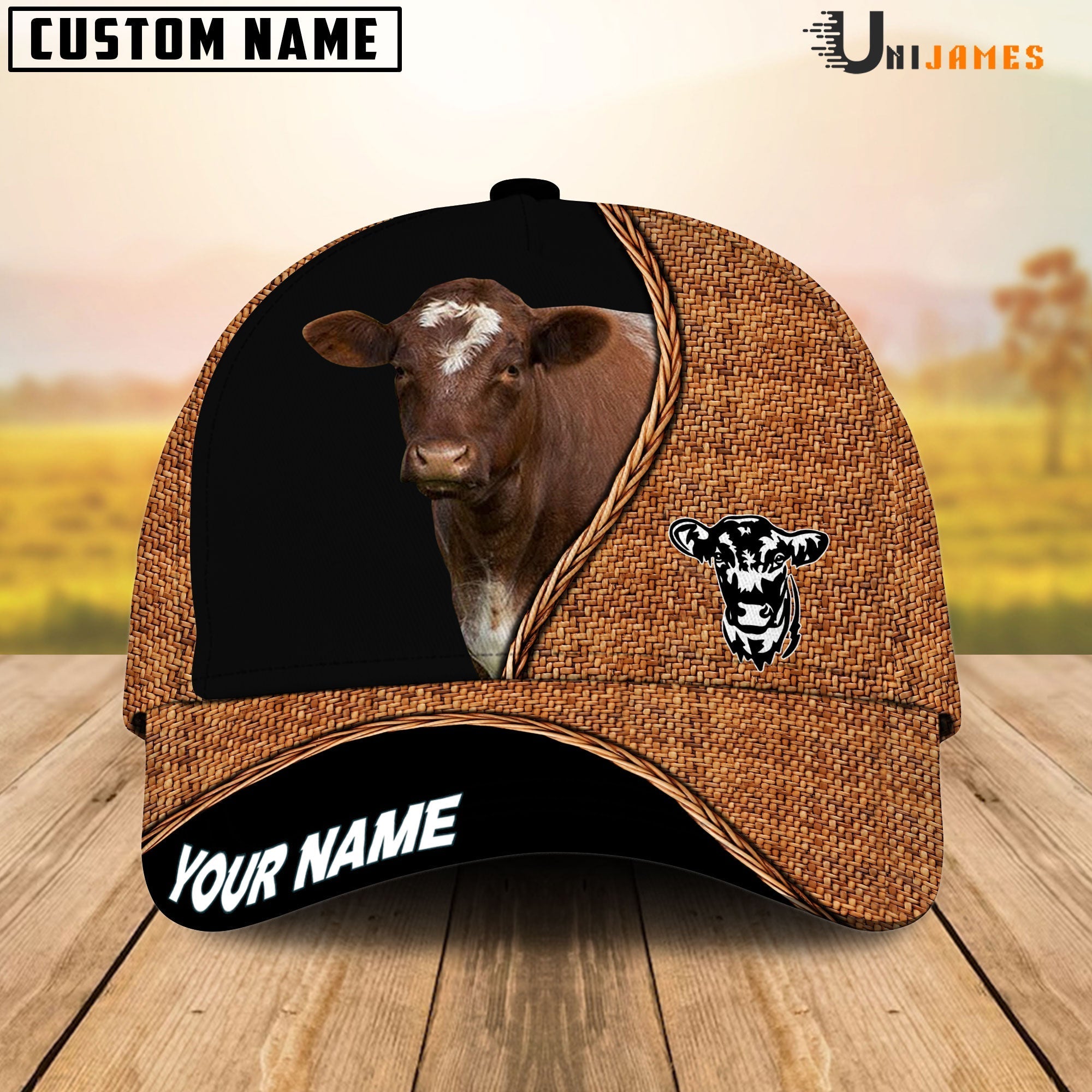 Shorthorn Rattan Pattern Customized Name Cap