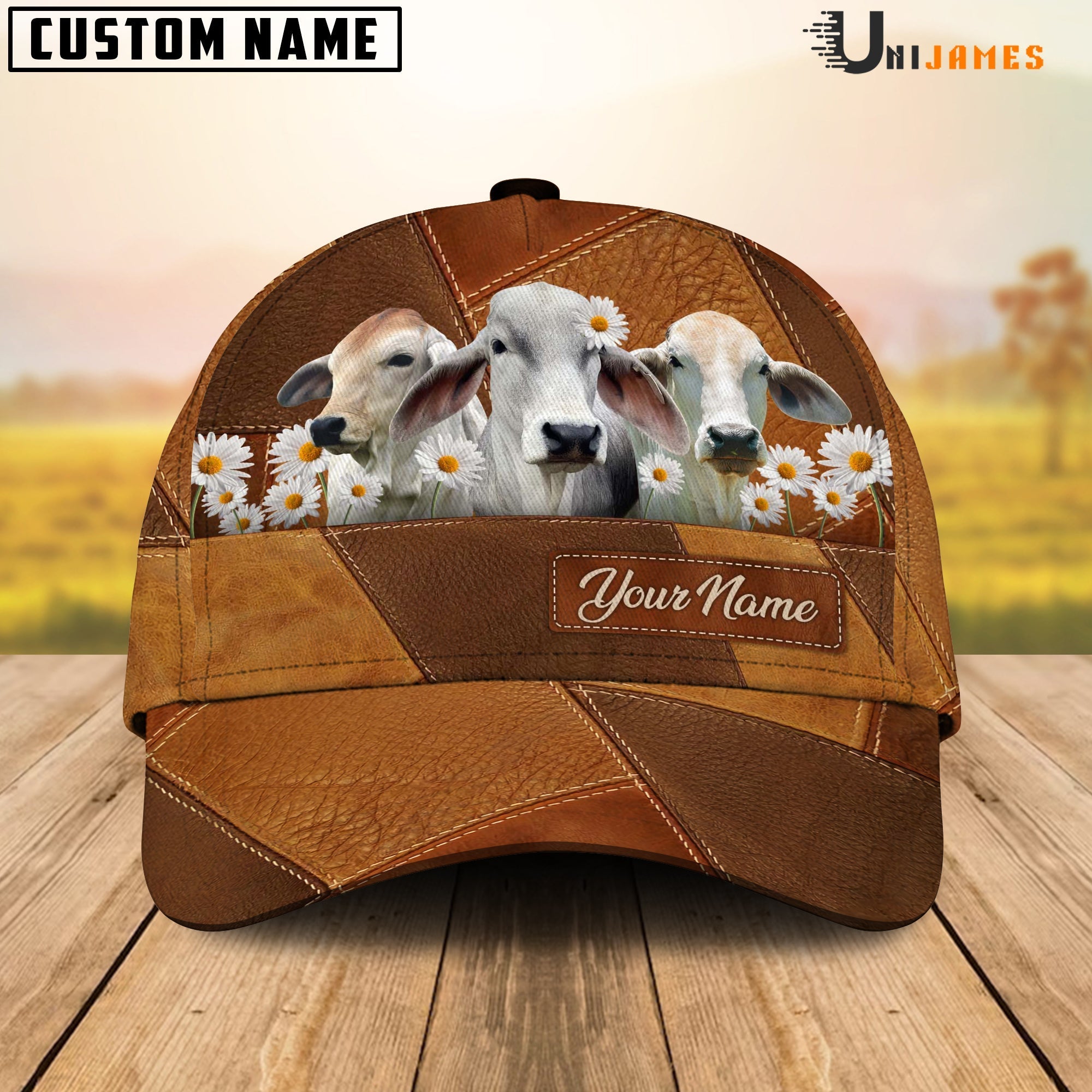 Brahman Daisy Flowers Customized Name Cap