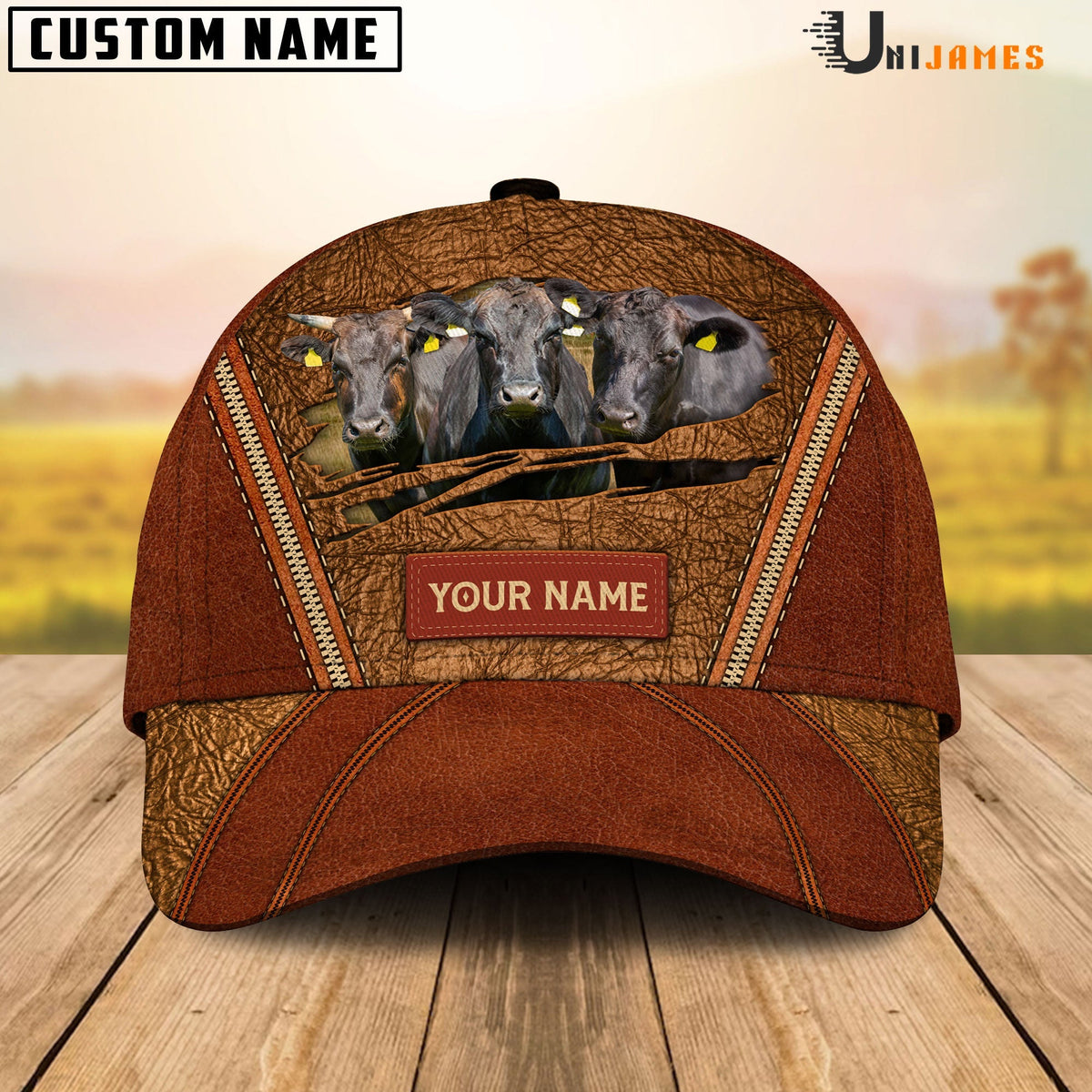 Wagyu Happy Face Cattle Customized Name Cap