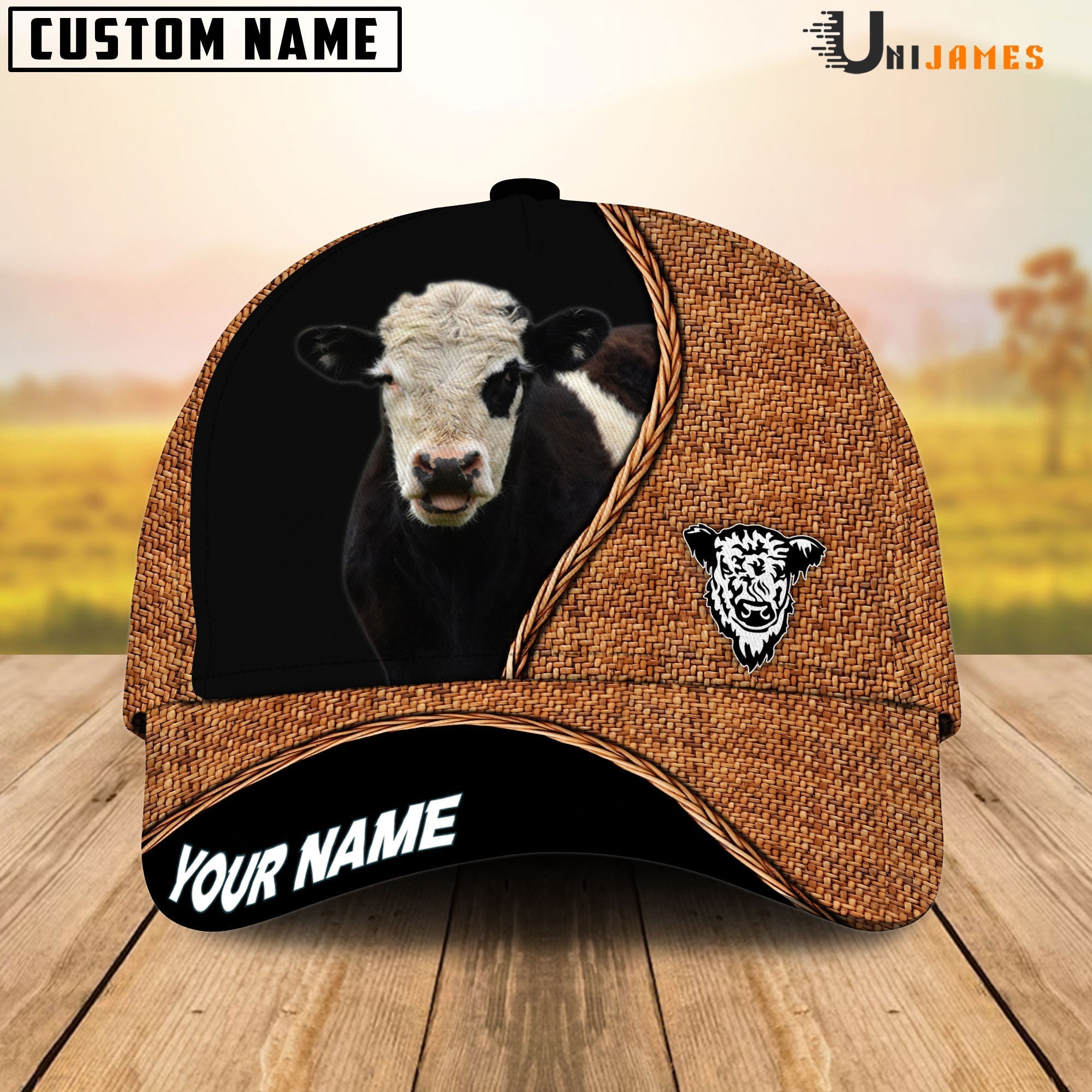 Belted Galloway Rattan Pattern Customized Name Cap