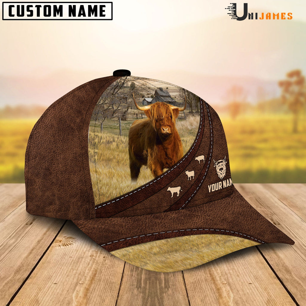 Highland Amazing Farm Leather Pattern Customized Name Cap
