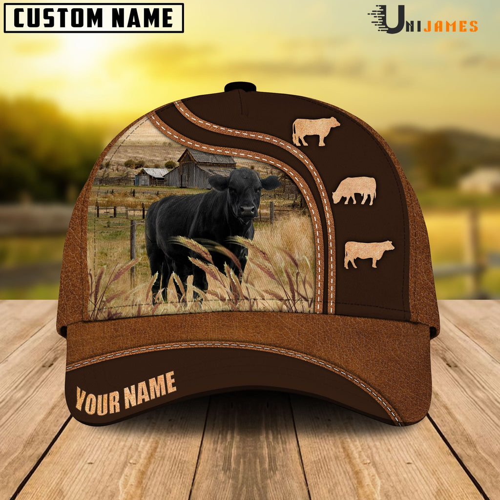 Black Angus Farming Life Customized Name Cap