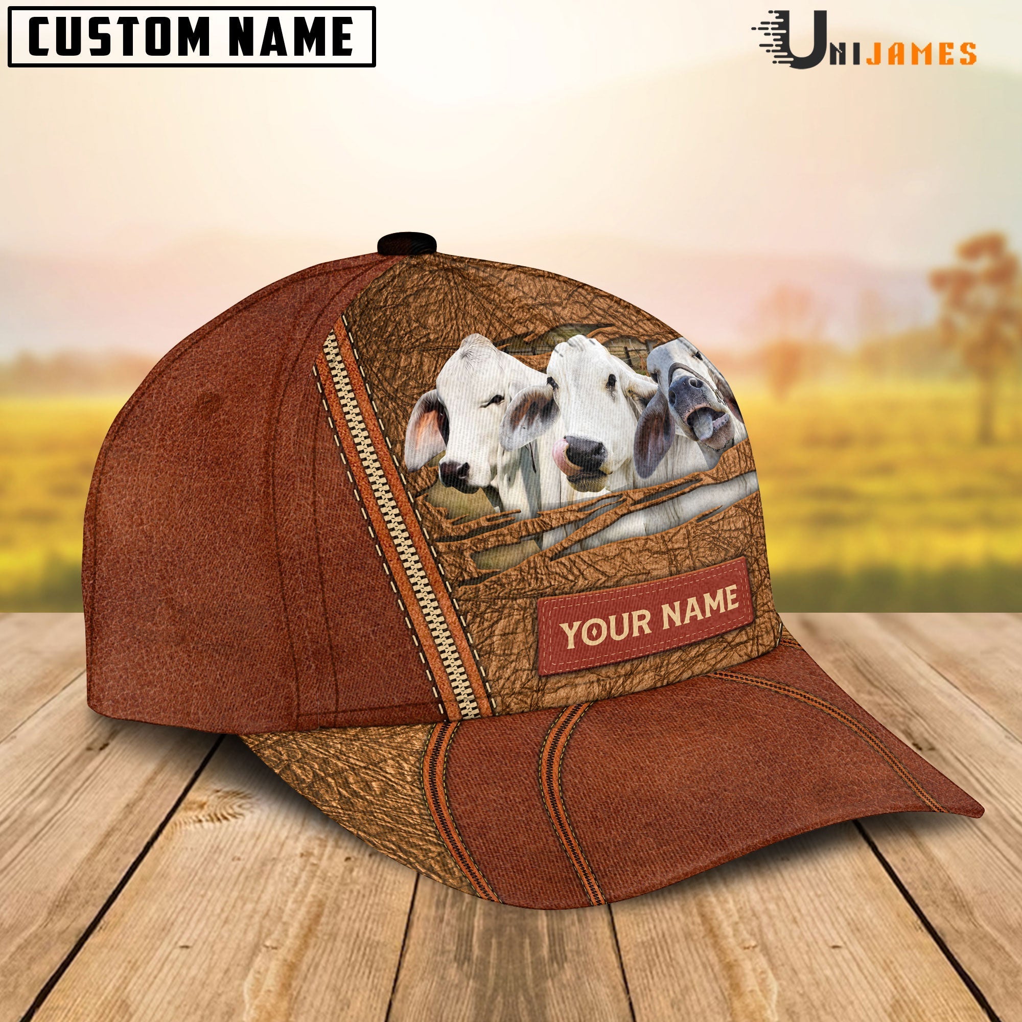 Brahman Happy Face Cattle Customized Name Cap